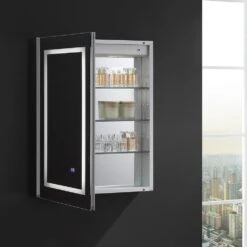 Spazio 24 In. W X 30 In. H Recessed Or Surface Mount Medicine Cabinet With LED Lighting, Mirror Defogger And Left Hinge -Household Items Sales 4a6ada060fce7b8c4c45f56460713e73 1800x1800