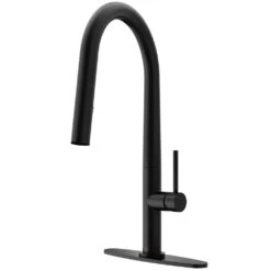 Greenwich Single-Handle Pull-Down Sprayer Kitchen Faucet With Deck Plate In Matte Black