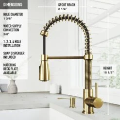 Brant Single-Handle Pull-Down Sprayer Kitchen Faucet With Soap Dispenser In Matte Gold -Household Items Sales 502d879f425f9b781df958e1bef818ff 1800x1800