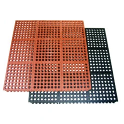 Rubber-Cal "Dura-Chef Interlock" Anti-Fatigue Mats - 5/8 In X 3 Ft X 3 Ft - Black Rubber Matting