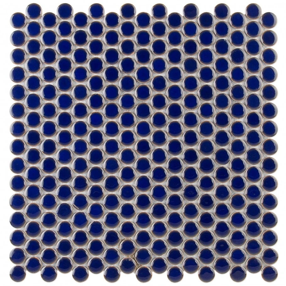 Denarius Penny Round Royal Blue Ceramic Polished Mosaic Tile 3 Denarius Penny Round Royal Blue Ceramic Polished Mosaic Tile
