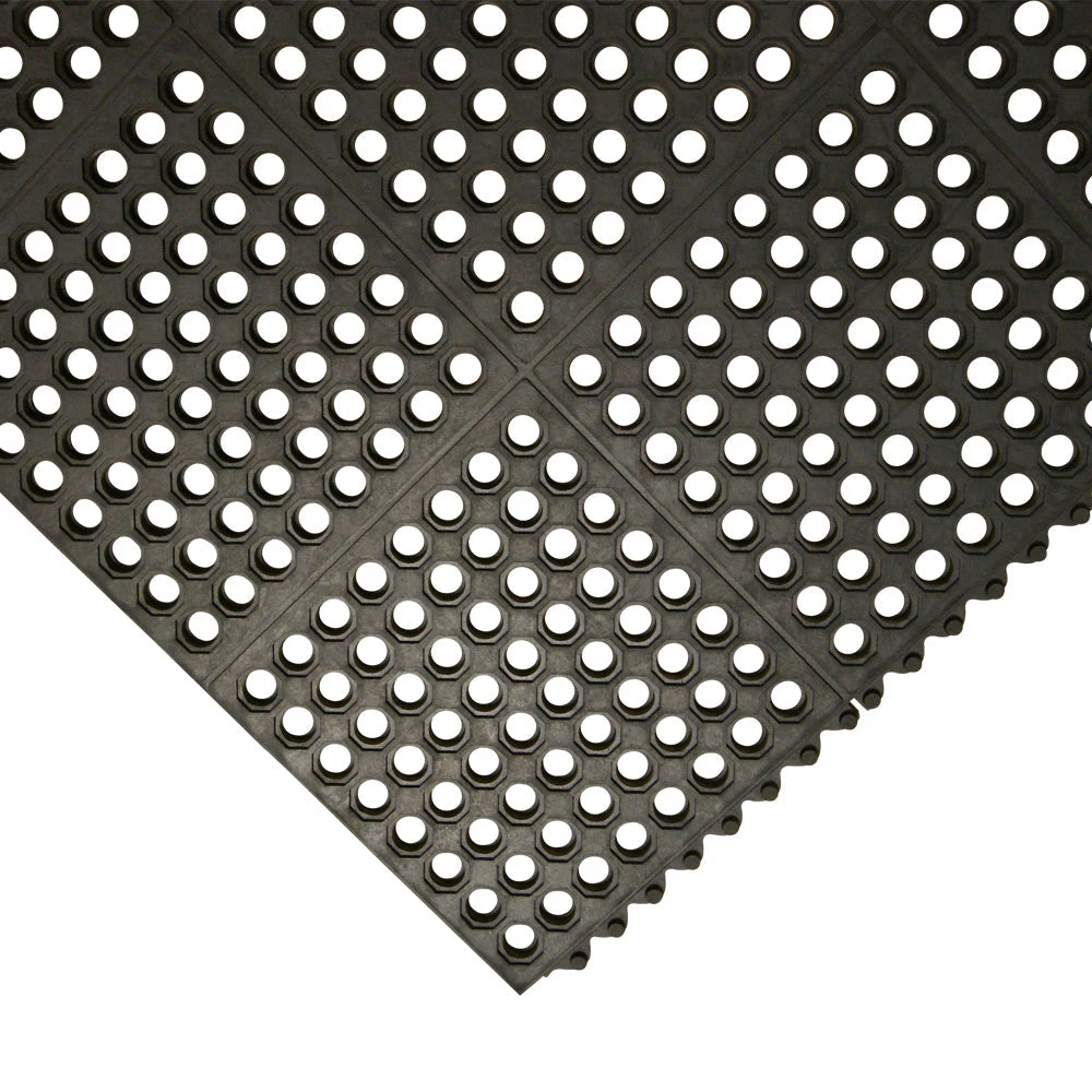 Rubber-Cal "Dura-Chef Interlock" Anti-Fatigue Mats - 5/8 In X 3 Ft X 3 Ft - Black Rubber Matting 4 Rubber-Cal "Dura-Chef Interlock" Anti-Fatigue Mats - 5/8 In X 3 Ft X 3 Ft - Black Rubber Matting - Image 2