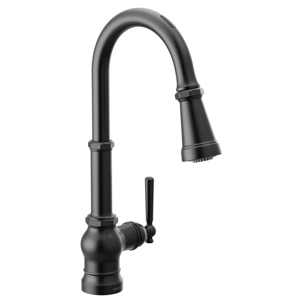 U By Moen Paterson Single-Handle Pull-Down Sprayer Smart Kitchen Faucet With Voice Control And PowerBoost In Matte Black 3 U By Moen Paterson Single-Handle Pull-Down Sprayer Smart Kitchen Faucet With Voice Control And PowerBoost In Matte Black