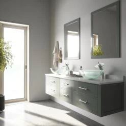 VIGO Glass Vessel Bathroom Sink In Clear Crystalline Glass With Waterfall Faucet Set In Brushed Nickel -Household Items Sales 5ad75539c552fa38b83af7ce65786cd2 1800x1800