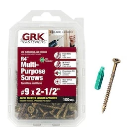 GRK #9 X 2-1/2-in Yellow Polymer-Countersinking Interior/Exterior Wood Screws (100-Count) 3 GRK #9 X 2-1/2-in Yellow Polymer-Countersinking Interior/Exterior Wood Screws (100-Count)