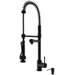 Zurich Single-Handle Pull-Down Sprayer Kitchen Faucet With Soap Dispenser In Matte Black -Household Items Sales 65e071e38e28b37c69d3a58556121823 1800x1800