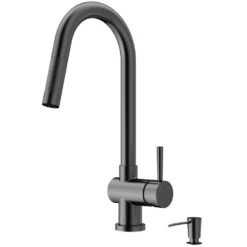 Gramercy Single-Handle Pull-Down Sprayer Kitchen Faucet With Soap Dispenser In Matte Gold -Household Items Sales 6b113a2c82bb58bebb94a35ccca466c9 1800x1800
