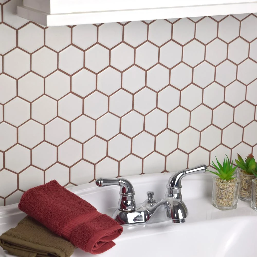 Merola Tile Metro Hex 2 In. Matte White 11-1/8 In. X 12-5/8 In. X 6 Mm Porcelain Mosaic Tile (9.96 Sq. Ft. / Case) 16 Merola Tile Metro Hex 2 In. Matte White 11-1/8 In. X 12-5/8 In. X 6 Mm Porcelain Mosaic Tile (9.96 Sq. Ft. / Case) - Image 14