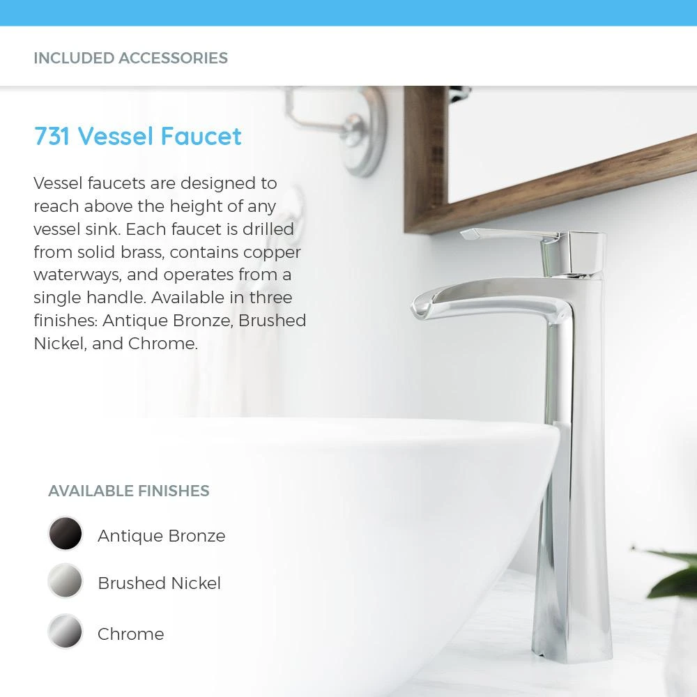 MR Direct Porcelain Vessel Sink In White With 731 Faucet And Pop-Up Drain In Antique Bronze 7 MR Direct Porcelain Vessel Sink In White With 731 Faucet And Pop-Up Drain In Antique Bronze - Image 5