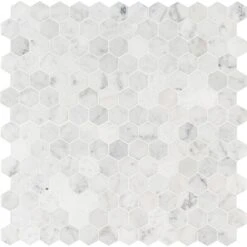 MSI Carrara White Hexagon 11.75 In. X 12 In. X 8mm Honed Marble Mesh-Mounted Mosaic Tile (9.8 Sq. Ft./case) -Household Items Sales 74a3ff1b3db4c85fc83193c60c133f45 1800x1800