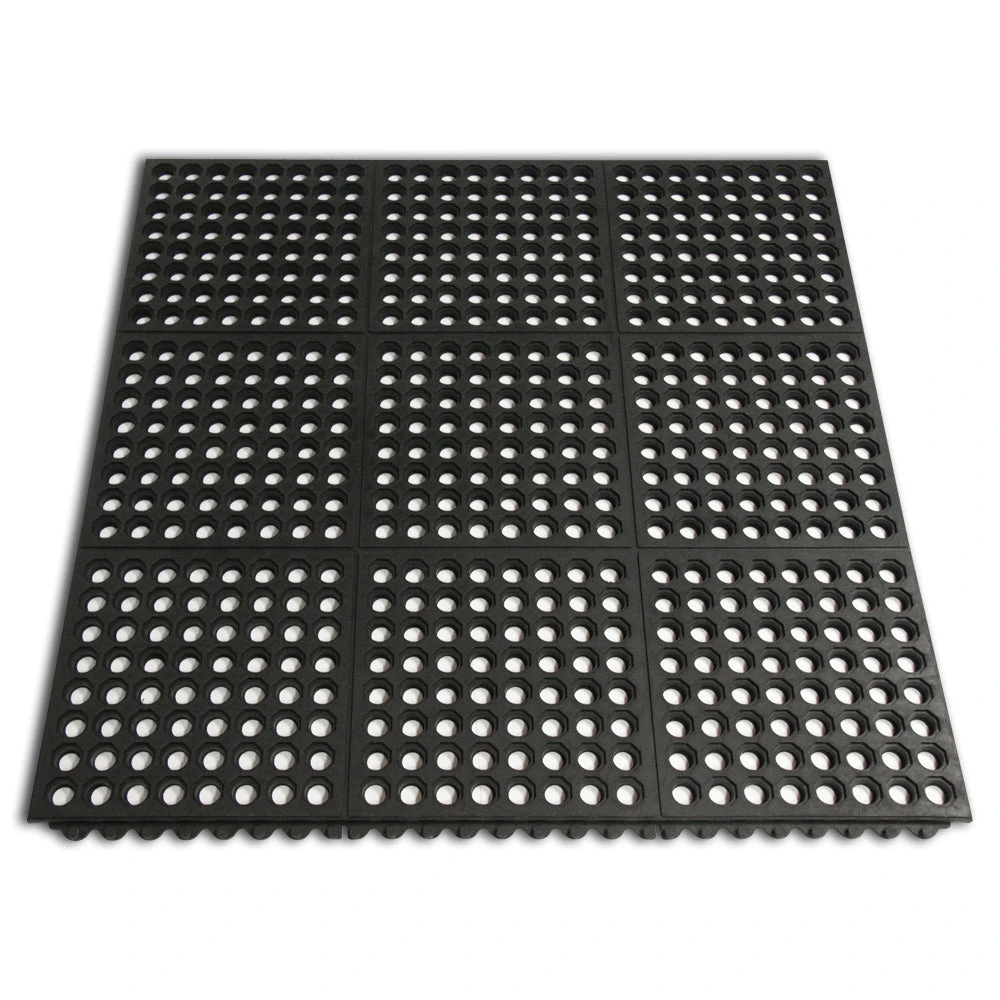 Rubber-Cal "Dura-Chef Interlock" Anti-Fatigue Mats - 5/8 In X 3 Ft X 3 Ft - Black Rubber Matting 5 Rubber-Cal "Dura-Chef Interlock" Anti-Fatigue Mats - 5/8 In X 3 Ft X 3 Ft - Black Rubber Matting - Image 3