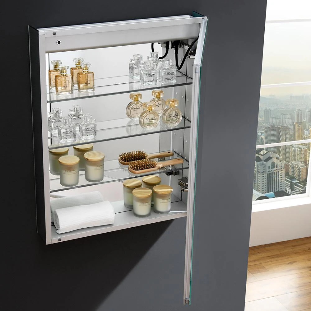 Spazio 24 In. W X 30 In. H Recessed Or Surface Mount Medicine Cabinet With LED Lighting, Mirror Defogger And Right Hinge 14 Spazio 24 In. W X 30 In. H Recessed Or Surface Mount Medicine Cabinet With LED Lighting, Mirror Defogger And Right Hinge - Image 12