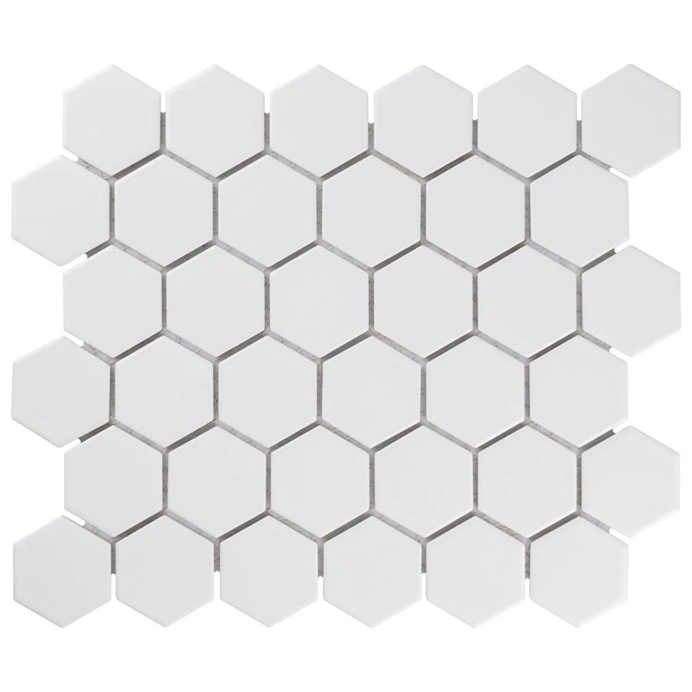 Merola Tile Metro Hex 2 In. Matte White 11-1/8 In. X 12-5/8 In. X 6 Mm Porcelain Mosaic Tile (9.96 Sq. Ft. / Case) 18 Merola Tile Metro Hex 2 In. Matte White 11-1/8 In. X 12-5/8 In. X 6 Mm Porcelain Mosaic Tile (9.96 Sq. Ft. / Case) - Image 16