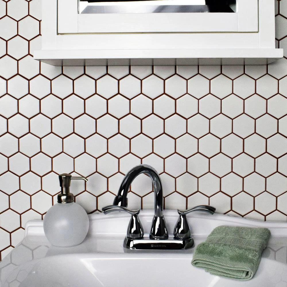 Merola Tile Metro Hex 2 In. Matte White 11-1/8 In. X 12-5/8 In. X 6 Mm Porcelain Mosaic Tile (9.96 Sq. Ft. / Case) 17 Merola Tile Metro Hex 2 In. Matte White 11-1/8 In. X 12-5/8 In. X 6 Mm Porcelain Mosaic Tile (9.96 Sq. Ft. / Case) - Image 15