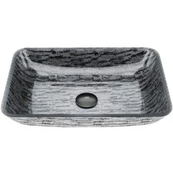 VIGO Titanium Handmade Glass Rectangle Vessel Bathroom Sink In Slate Grey