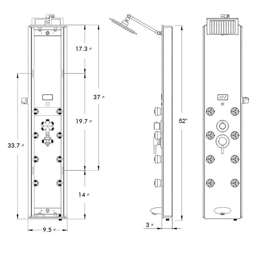 AKDY 52-in Brushed Stainless Steel 8-Spray Shower Panel System (Valve Included) 13 AKDY 52-in Brushed Stainless Steel 8-Spray Shower Panel System (Valve Included) - Image 11