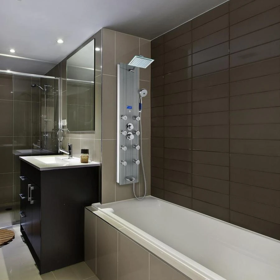 AKDY 52-in Brushed Stainless Steel 8-Spray Shower Panel System (Valve Included) 3 AKDY 52-in Brushed Stainless Steel 8-Spray Shower Panel System (Valve Included)