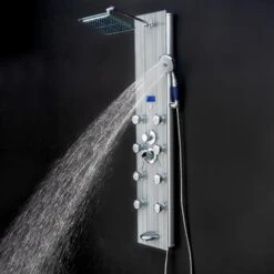 AKDY 52-in Brushed Stainless Steel 8-Spray Shower Panel System (Valve Included) 22 AKDY 52-in Brushed Stainless Steel 8-Spray Shower Panel System (Valve Included) -Household Items Sales 810764026914 10486029 1800x1800