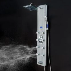 AKDY 52-in Brushed Stainless Steel 8-Spray Shower Panel System (Valve Included) 24 AKDY 52-in Brushed Stainless Steel 8-Spray Shower Panel System (Valve Included) -Household Items Sales 810764026914 10486031 1800x1800
