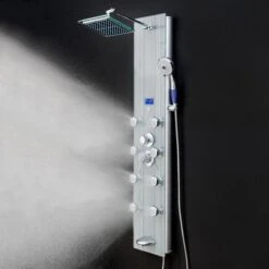 AKDY 52-in Brushed Stainless Steel 8-Spray Shower Panel System (Valve Included) 29 AKDY 52-in Brushed Stainless Steel 8-Spray Shower Panel System (Valve Included) -Household Items Sales 810764026914xl 1800x1800