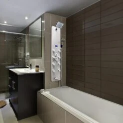 AKDY 52-in Brushed Stainless Steel 8-Spray Shower Panel System (Valve Included) 30 AKDY 52-in Brushed Stainless Steel 8-Spray Shower Panel System (Valve Included) -Household Items Sales 810764027799 10486054 1800x1800