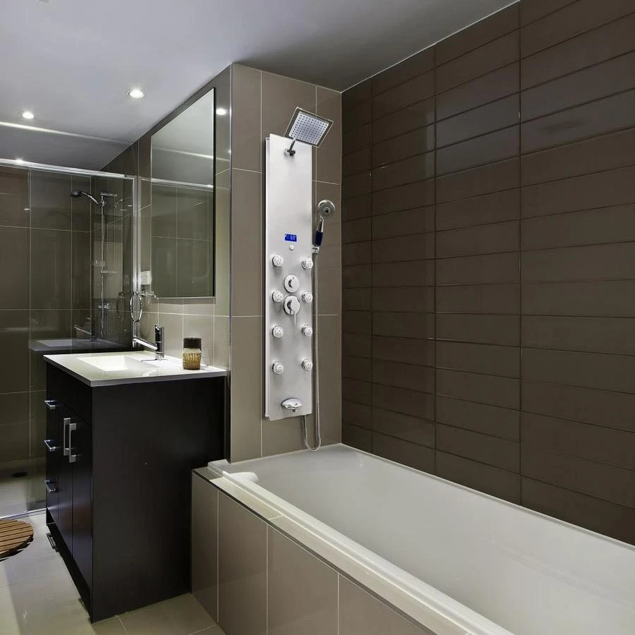 AKDY 52-in Brushed Stainless Steel 8-Spray Shower Panel System (Valve Included) 15 AKDY 52-in Brushed Stainless Steel 8-Spray Shower Panel System (Valve Included) - Image 13