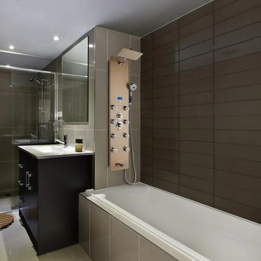 AKDY 52-in Brushed Stainless Steel 8-Spray Shower Panel System (Valve Included) 18 AKDY 52-in Brushed Stainless Steel 8-Spray Shower Panel System (Valve Included) - Image 16