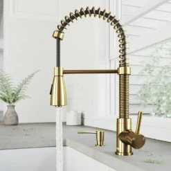 Brant Single-Handle Pull-Down Sprayer Kitchen Faucet With Soap Dispenser In Matte Gold -Household Items Sales 8360273188ef21bcb48e130be1e4c19f 1800x1800