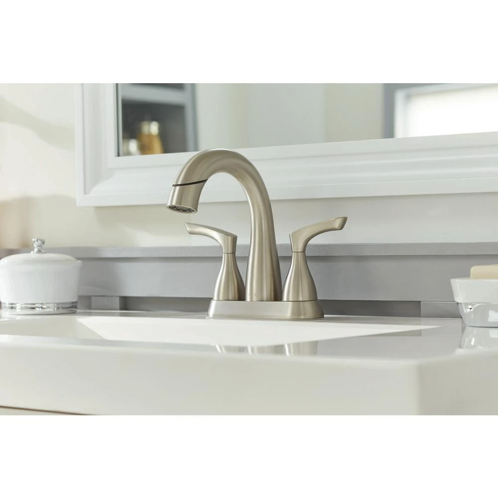 Broadmoor 4 In. Centerset 2-Handle Pull-Down Spout Bathroom Faucet In SpotShield Brushed Nickel 9 Broadmoor 4 In. Centerset 2-Handle Pull-Down Spout Bathroom Faucet In SpotShield Brushed Nickel - Image 7