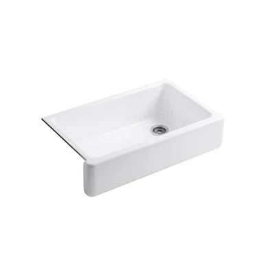 KOHLER Whitehaven 35.68-in X 21.56-in White Single Bowl Tall (8-in Or Larger) Undermount Apron Front/Farmhouse Residential Kitchen Sink 3 KOHLER Whitehaven 35.68-in X 21.56-in White Single Bowl Tall (8-in Or Larger) Undermount Apron Front/Farmhouse Residential Kitchen Sink