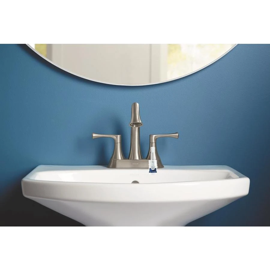 KOHLER Lilyfield Brushed Nickel 2-Handle 4-in Centerset WaterSense Bathroom Sink Faucet With Drain 4 KOHLER Lilyfield Brushed Nickel 2-Handle 4-in Centerset WaterSense Bathroom Sink Faucet With Drain - Image 2