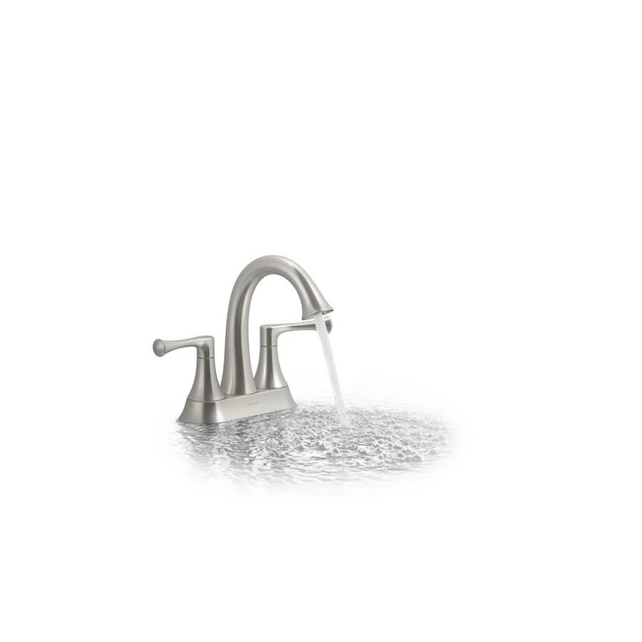 KOHLER Lilyfield Brushed Nickel 2-Handle 4-in Centerset WaterSense Bathroom Sink Faucet With Drain 3 KOHLER Lilyfield Brushed Nickel 2-Handle 4-in Centerset WaterSense Bathroom Sink Faucet With Drain