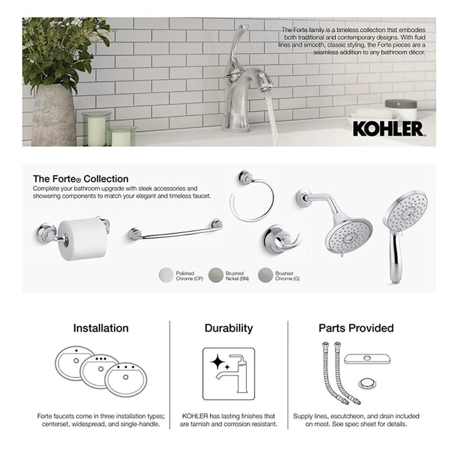 KOHLER Forte Vibrant Brushed Nickel 3-Spray Shower Head 2.5-GPM (9.5-LPM) 12 KOHLER Forte Vibrant Brushed Nickel 3-Spray Shower Head 2.5-GPM (9.5-LPM) - Image 10