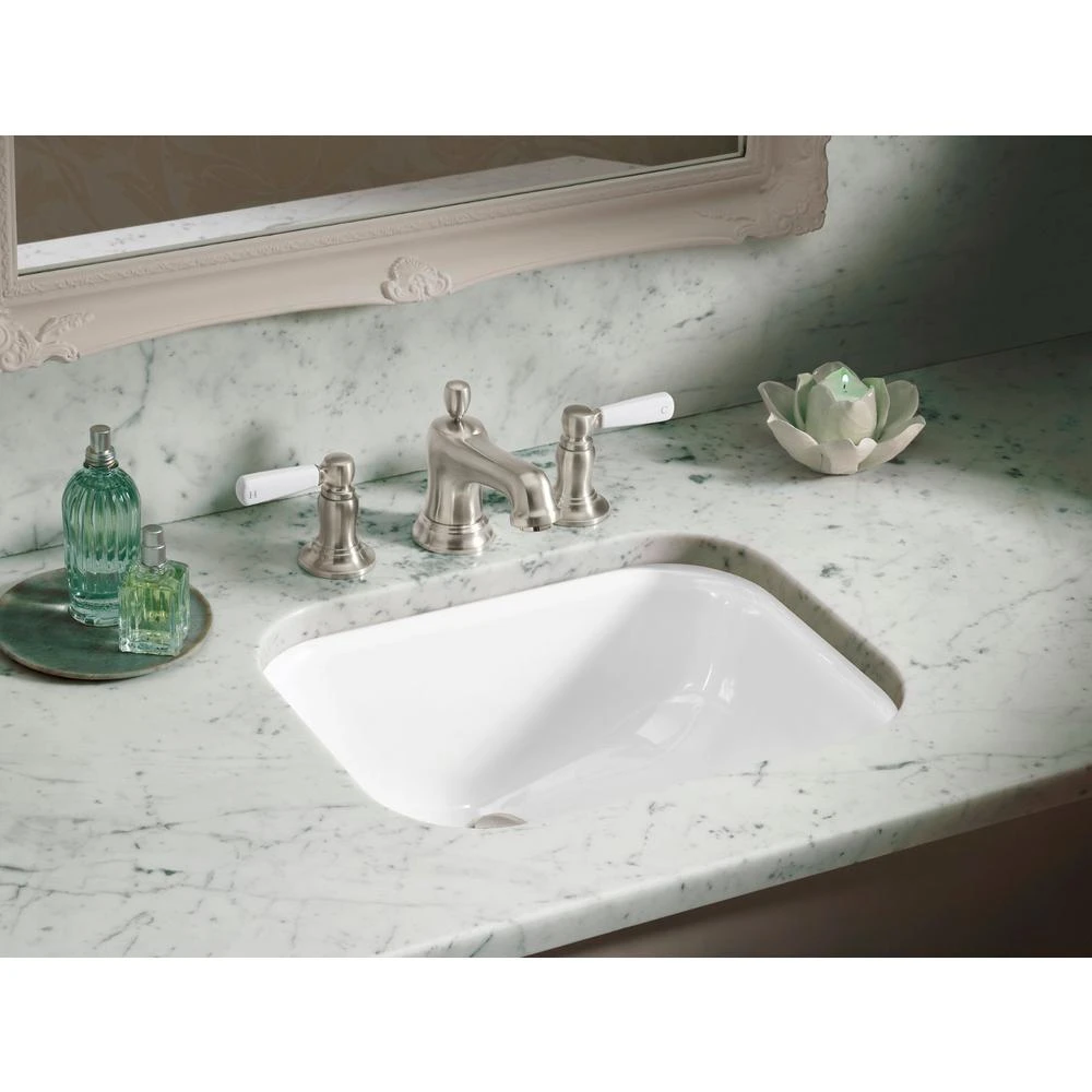 KOHLER Tahoe Undermount Cast Iron Bathroom Sink In White With Overflow Drain 5 KOHLER Tahoe Undermount Cast Iron Bathroom Sink In White With Overflow Drain - Image 3
