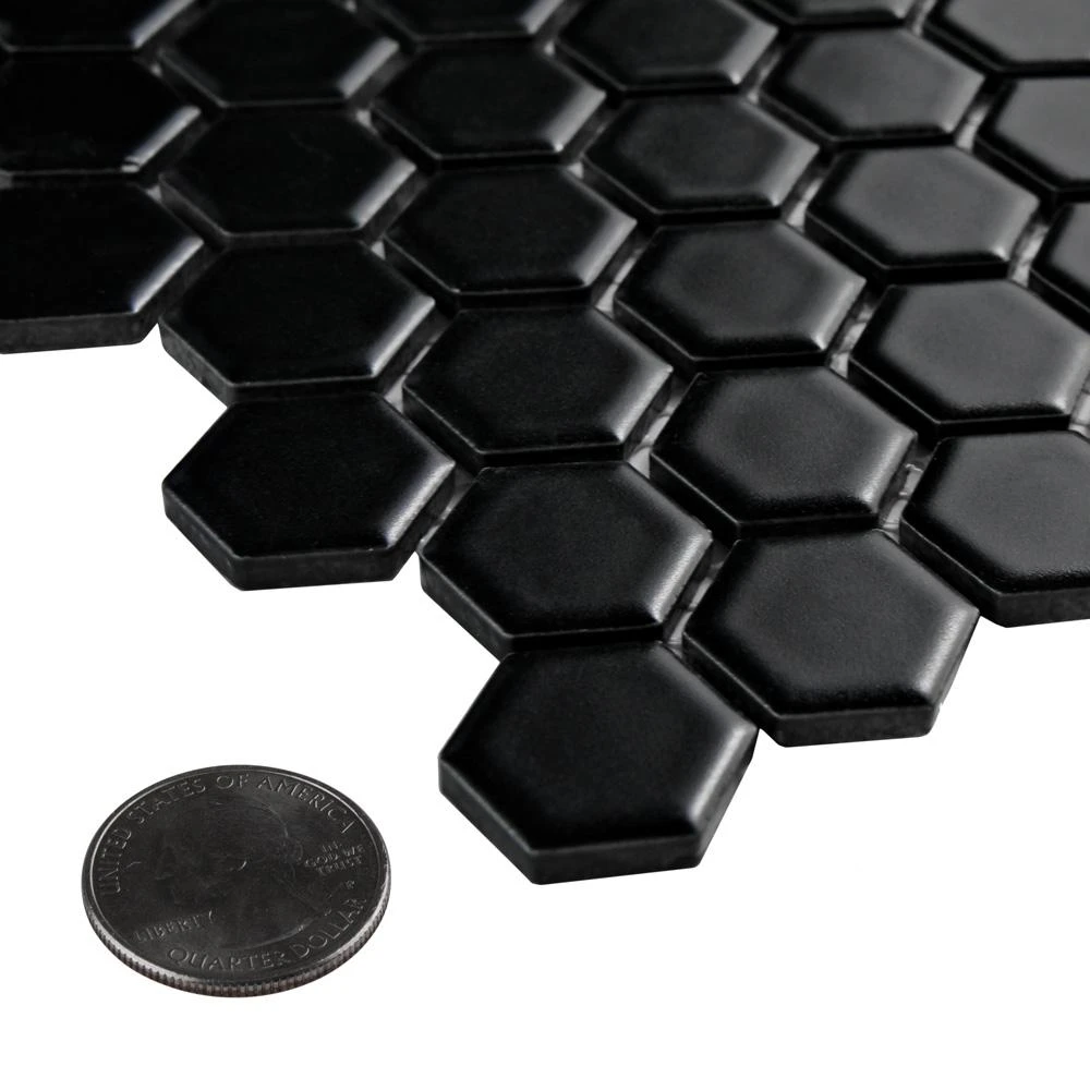 Merola Tile Metro Hex Matte Black 10-1/4 In. X 11-7/8 In. X 5 Mm Porcelain Mosaic Tile (8.65 Sq. Ft. /Case) 4 Merola Tile Metro Hex Matte Black 10-1/4 In. X 11-7/8 In. X 5 Mm Porcelain Mosaic Tile (8.65 Sq. Ft. /Case) - Image 2