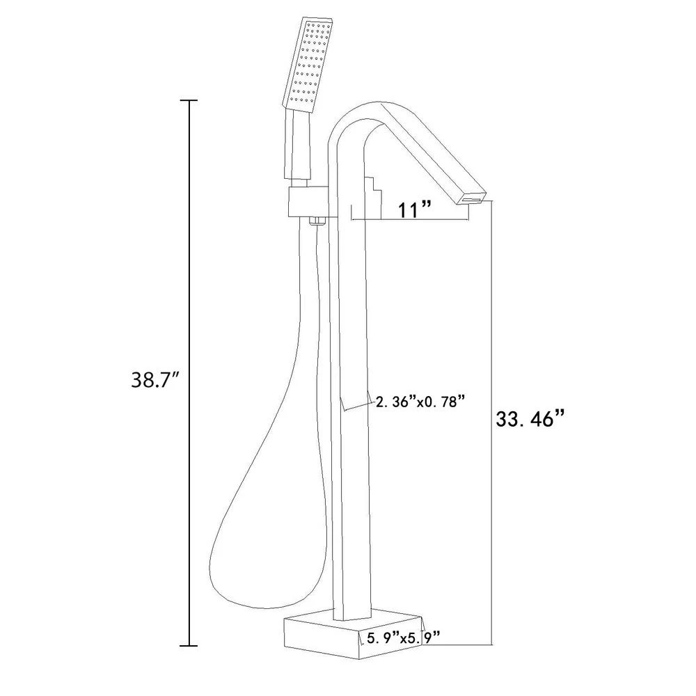 1-Handle Freestanding Floor Mount Roman Tub Faucet Bathtub Filler With Hand Shower In Chrome 9 1-Handle Freestanding Floor Mount Roman Tub Faucet Bathtub Filler With Hand Shower In Chrome - Image 7