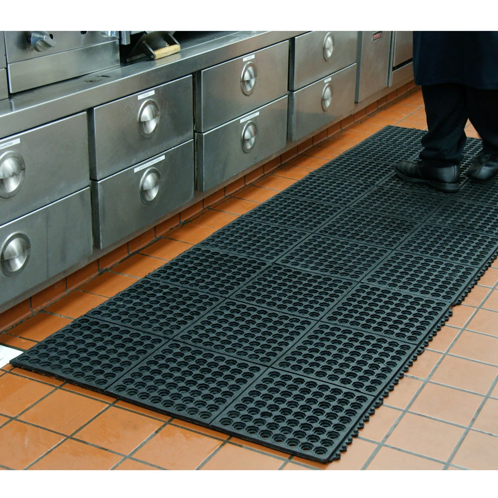 Rubber-Cal "Dura-Chef Interlock" Anti-Fatigue Mats - 5/8 In X 3 Ft X 3 Ft - Black Rubber Matting 7 Rubber-Cal "Dura-Chef Interlock" Anti-Fatigue Mats - 5/8 In X 3 Ft X 3 Ft - Black Rubber Matting - Image 5