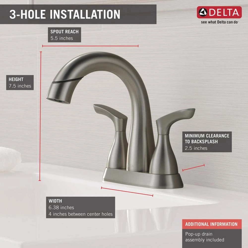 Broadmoor 4 In. Centerset 2-Handle Pull-Down Spout Bathroom Faucet In SpotShield Brushed Nickel 11 Broadmoor 4 In. Centerset 2-Handle Pull-Down Spout Bathroom Faucet In SpotShield Brushed Nickel - Image 9