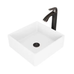 VIGO Dianthus White Matte Stone Vessel Bathroom Sink And Linus Bathroom Vessel Faucet In Antique Rubbed Bronze W/ Pop Up -Household Items Sales 94eba8b1b1dc387eef0176c03826f971 1800x1800