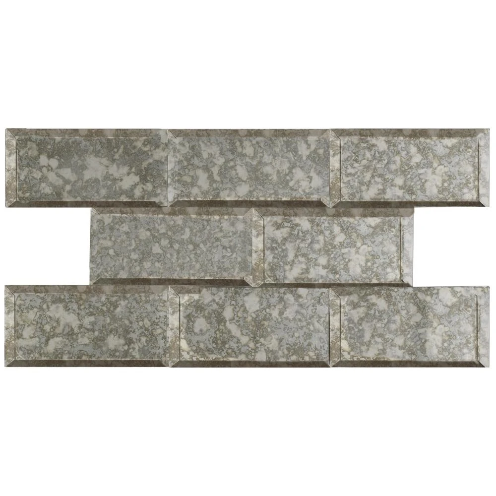 Merola Tile Lustre Beveled Antique Mirror 3 In. X 6 In. Glass Subway Wall Tile (10.95 Sq. Ft. / Case) 3 Merola Tile Lustre Beveled Antique Mirror 3 In. X 6 In. Glass Subway Wall Tile (10.95 Sq. Ft. / Case)
