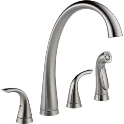 Pilar 2-Handle Standard Kitchen Faucet With Side Sprayer In Arctic Stainless