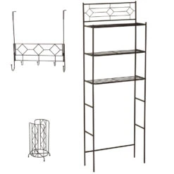 Zenna Home® Diamond Pearl 23"W X 9"D X 65"H Oil-Rubbed Bronze 3-Piece Over-the Toilet Storage Shelves Set