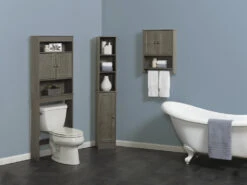 Zenna Home® 23"W X 67"H Driftwood Gray Over-The-Toilet Storage Cabinet -Household Items Sales Barnwood Collection 1800x1800