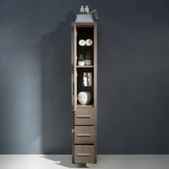 Fresca Torino 12"W X 15"D X 68-1/8"H Gray Oak Linen Cabinet -Household Items Sales FST6260GO 4 1800x1800