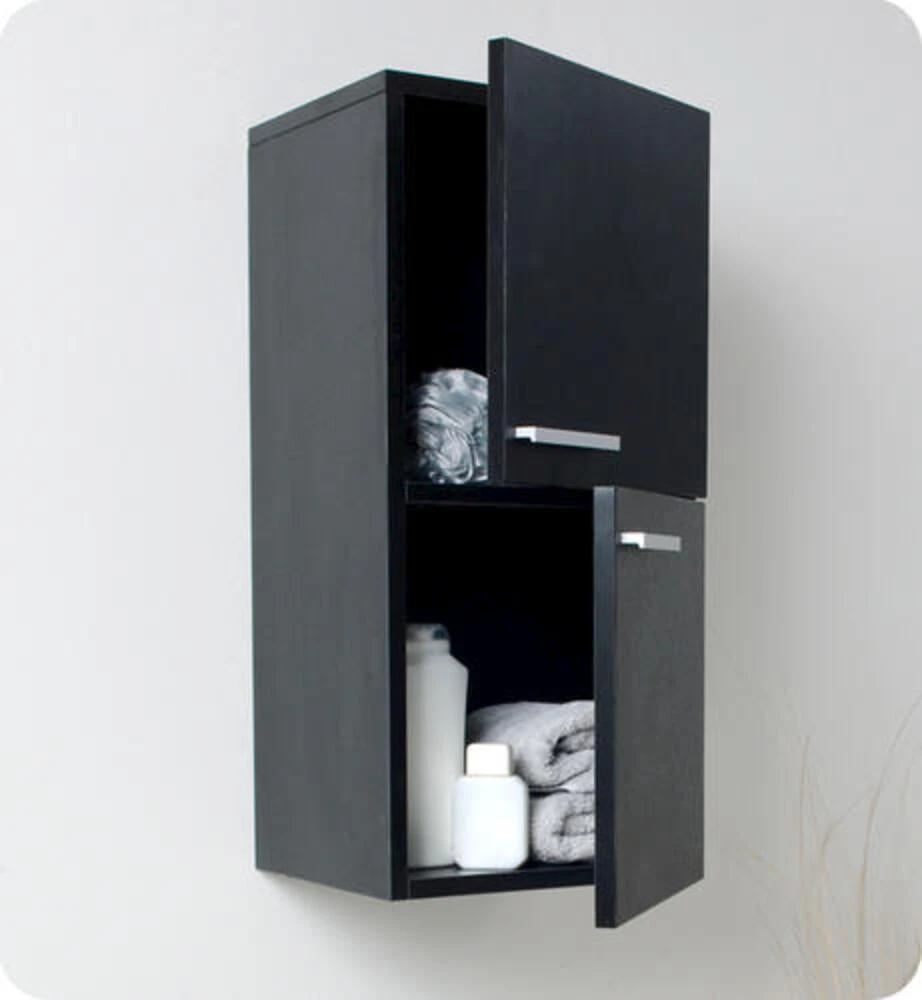 Fresca 13"W X 12"D X 27"H Black Linen Cabinet 4 Fresca 13"W X 12"D X 27"H Black Linen Cabinet - Image 2