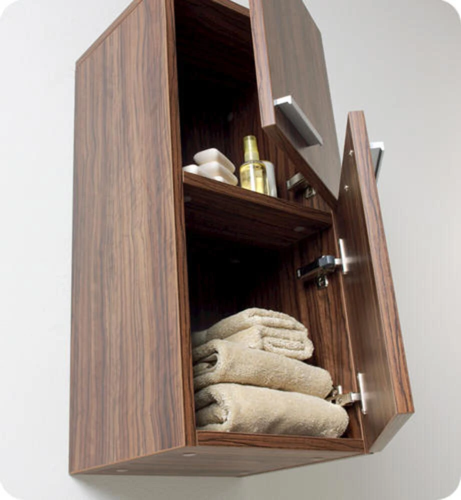 Fresca 13"W X 12"D X 27"H Walnut Linen Cabinet 5 Fresca 13"W X 12"D X 27"H Walnut Linen Cabinet - Image 3