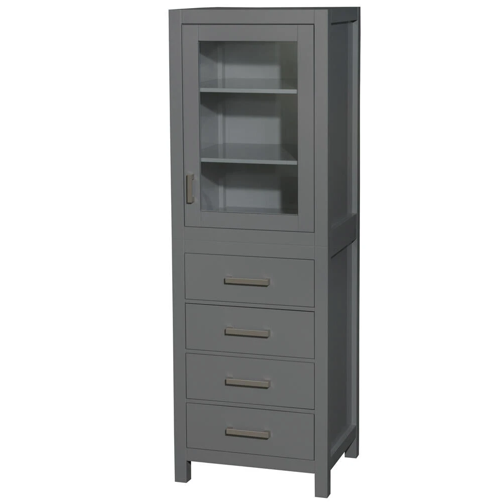 Wyndham Collection Sheffield 24"W X 20"D X 71"H Dark Gray Linen Cabinet 3 Wyndham Collection Sheffield 24"W X 20"D X 71"H Dark Gray Linen Cabinet