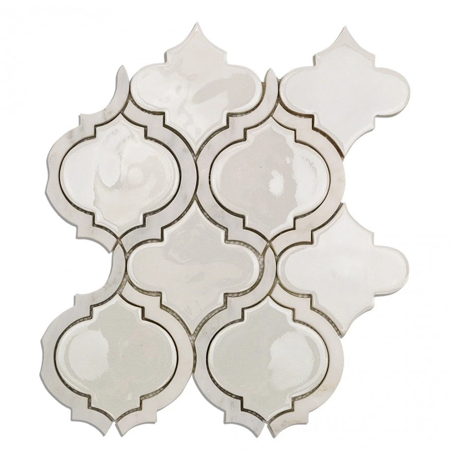 Divine Arabesque Glacier White 10 In. X 12 In. Glazed Ceramic Mosaic Tile (0.80 Sq. Ft. / Sheet) 5 Divine Arabesque Glacier White 10 In. X 12 In. Glazed Ceramic Mosaic Tile (0.80 Sq. Ft. / Sheet) - Image 3