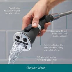 SideKick Two-in-One 5-Spray Dual Showerhead And Handheld Showerhead With Pause In Chrome -Household Items Sales a534522969f27ebe4fb24f9ced554843 1800x1800