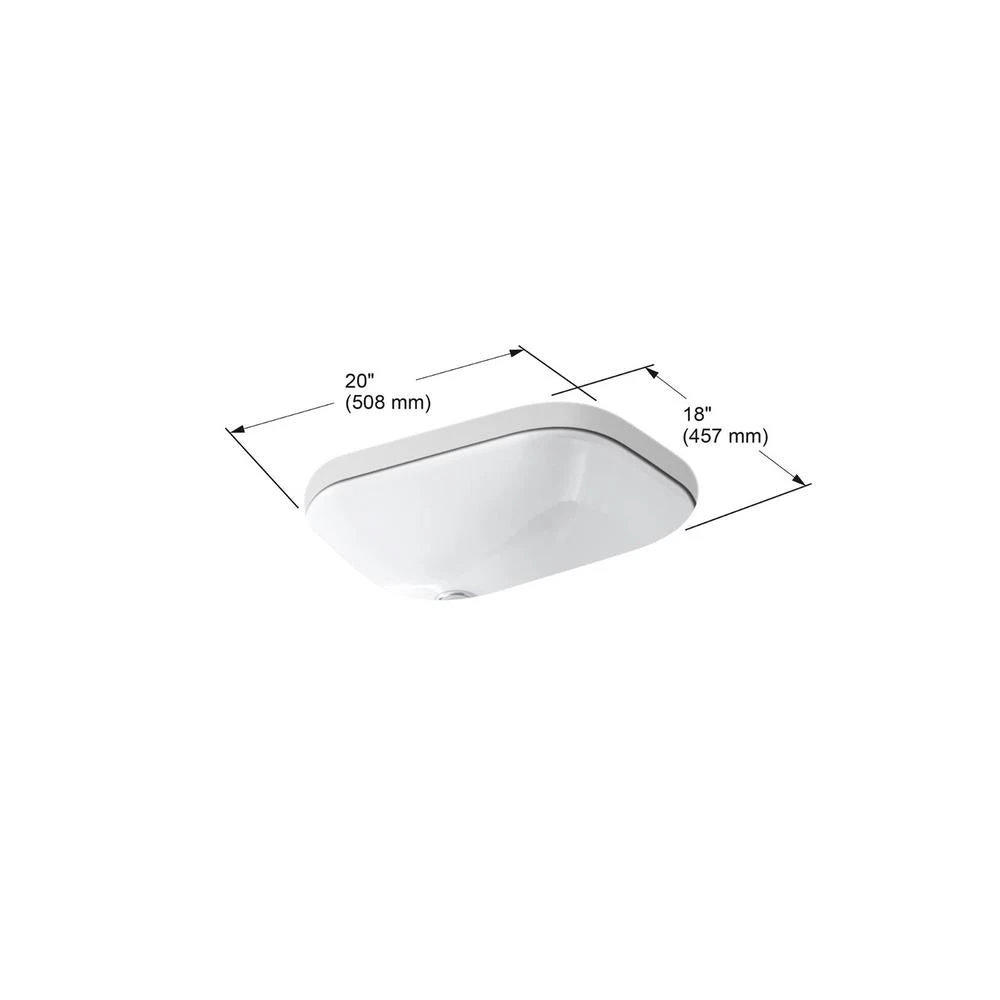KOHLER Tahoe Undermount Cast Iron Bathroom Sink In White With Overflow Drain 4 KOHLER Tahoe Undermount Cast Iron Bathroom Sink In White With Overflow Drain - Image 2